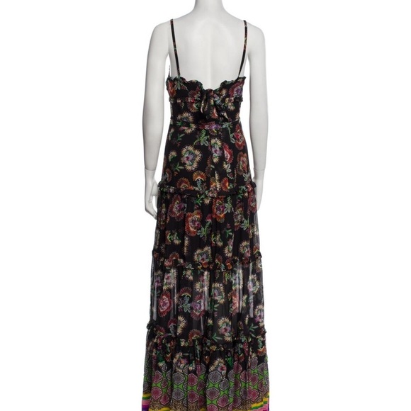 Alexis Lussa Black and Pink Tiered Ruffled Maxi Dress SZ XS - Picture 6 of 7